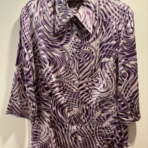 Escada Purple Patterned Silk Top EU Size 42 (M)